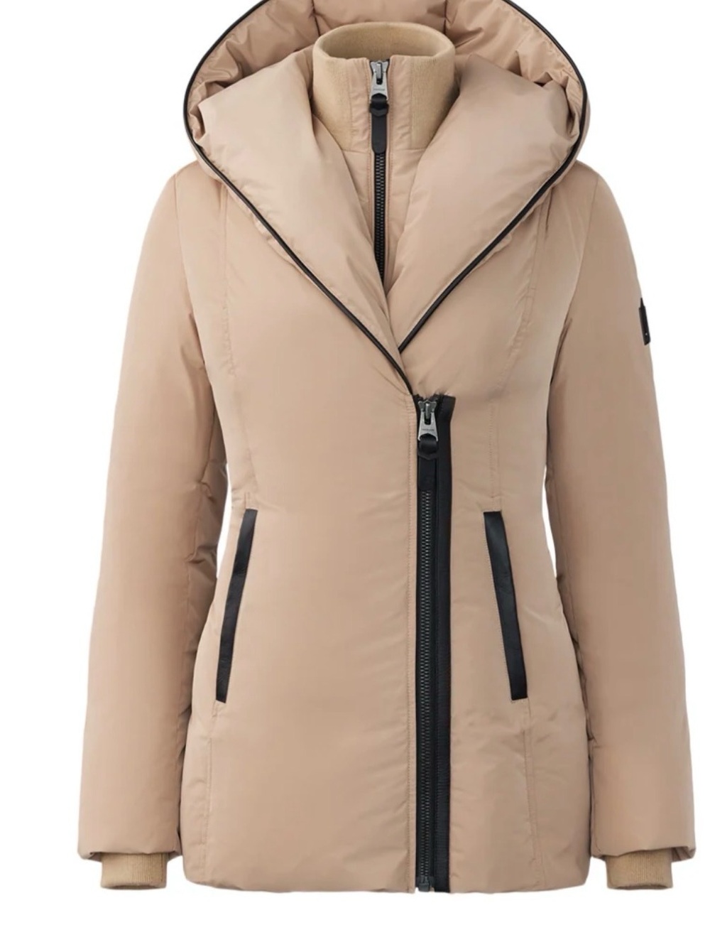 Mackage Beige Hooded Down Puffer Jacket